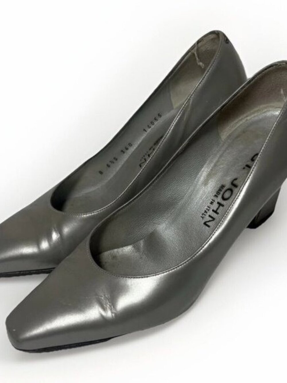 ST JOHN Women’s 6.5 Silver Heels Pumps Designer Made In Italy